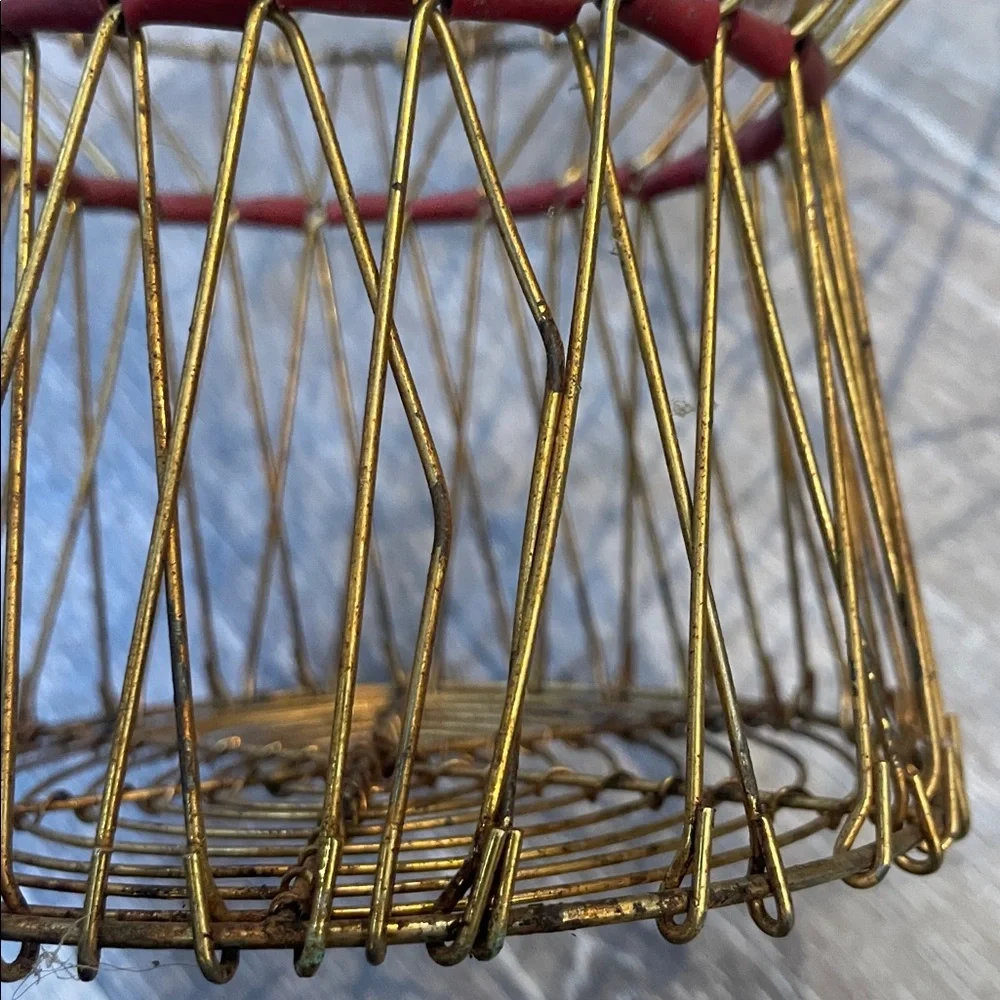 Vintage French Wire Egg Basket Fil de Fer Farmhouse Rustic Foraging